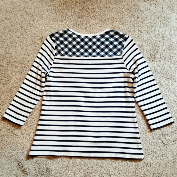 Kim Rogers Christmas Top 3/4 Sleeve Blue White Sz P/S Sparkly Green Wreaths - Picture 5 of 10